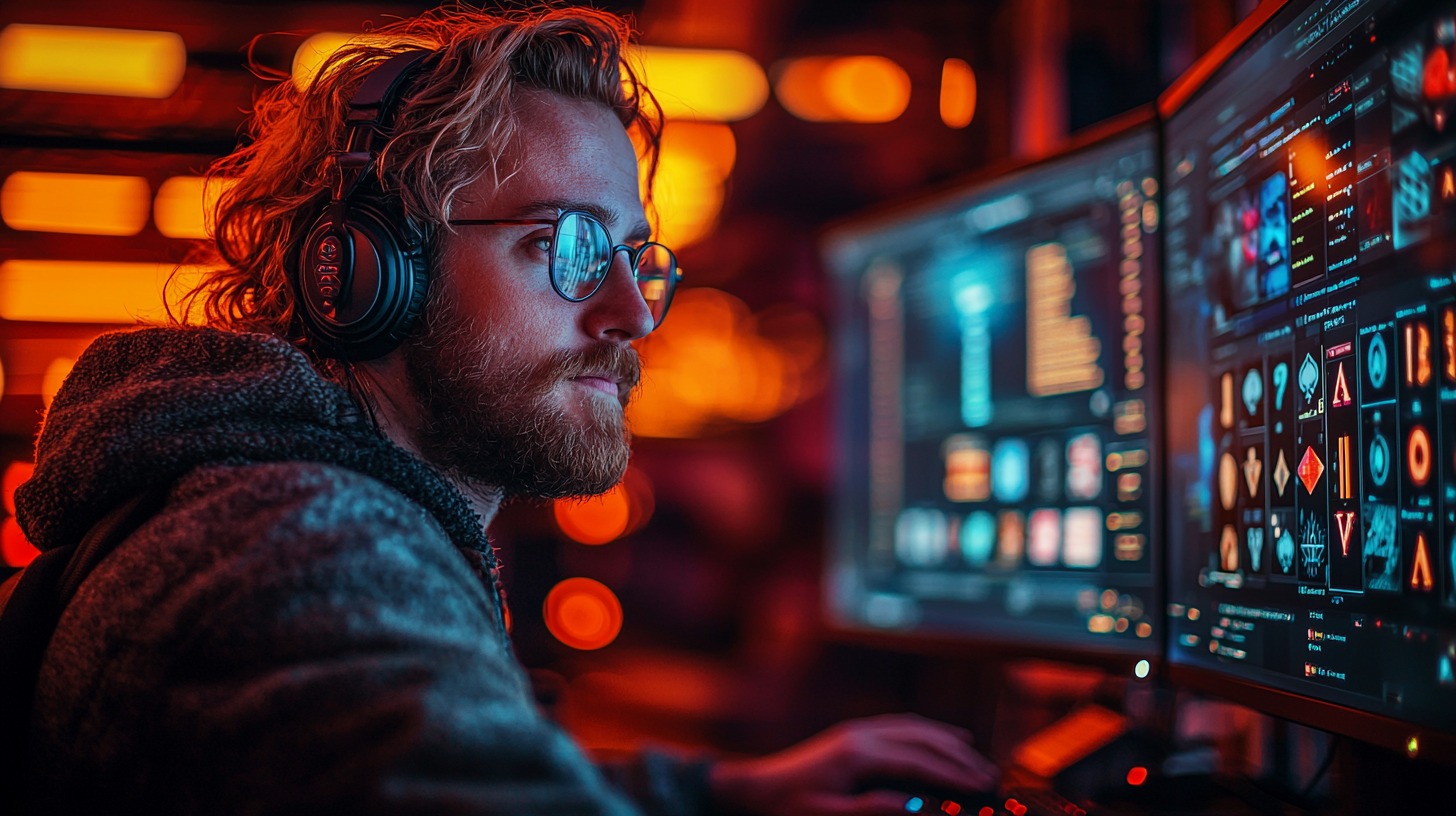 Web developer coding an online casino platform